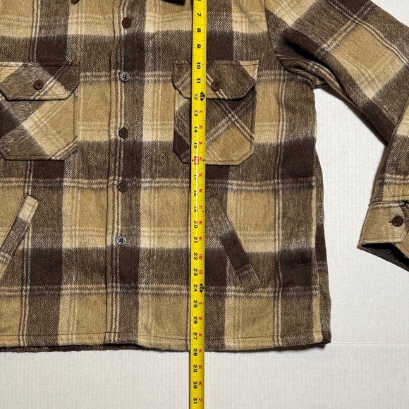 VINTAGE Outerwear from SEARS Men's Wool Linen Blend Plaid Jacket Brown Tan Large - Picture 4 of 9